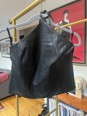 Hugo Buscati Black Leather Crop Top